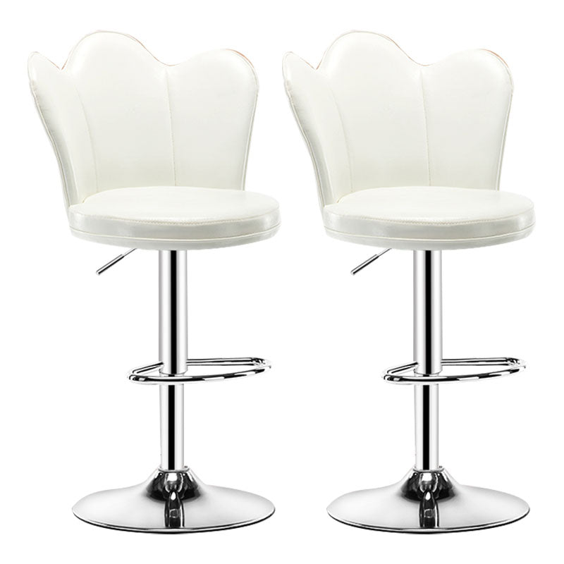Adjustable Height Upholstered Counter Stools Scandinavian Bar Stools with Chrome Base White Set of 2 Clearhalo 'Bar Furniture' 'Bar Stools' 'bar_stools' 'furniture_bar_stools' 'Kitchen & Dining Furniture' 'kitchen&dining_furn' 'kitchen' 'kitchen_furn' Furniture' 4422531