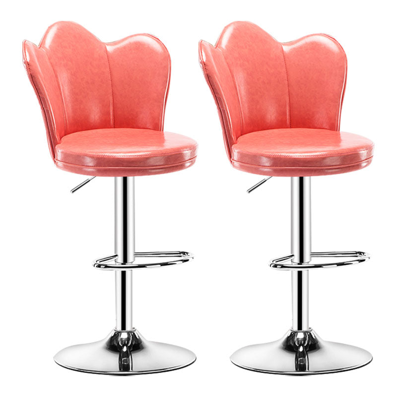 Adjustable Height Upholstered Counter Stools Scandinavian Bar Stools with Chrome Base Pink Set of 2 Clearhalo 'Bar Furniture' 'Bar Stools' 'bar_stools' 'furniture_bar_stools' 'Kitchen & Dining Furniture' 'kitchen&dining_furn' 'kitchen' 'kitchen_furn' Furniture' 4422532