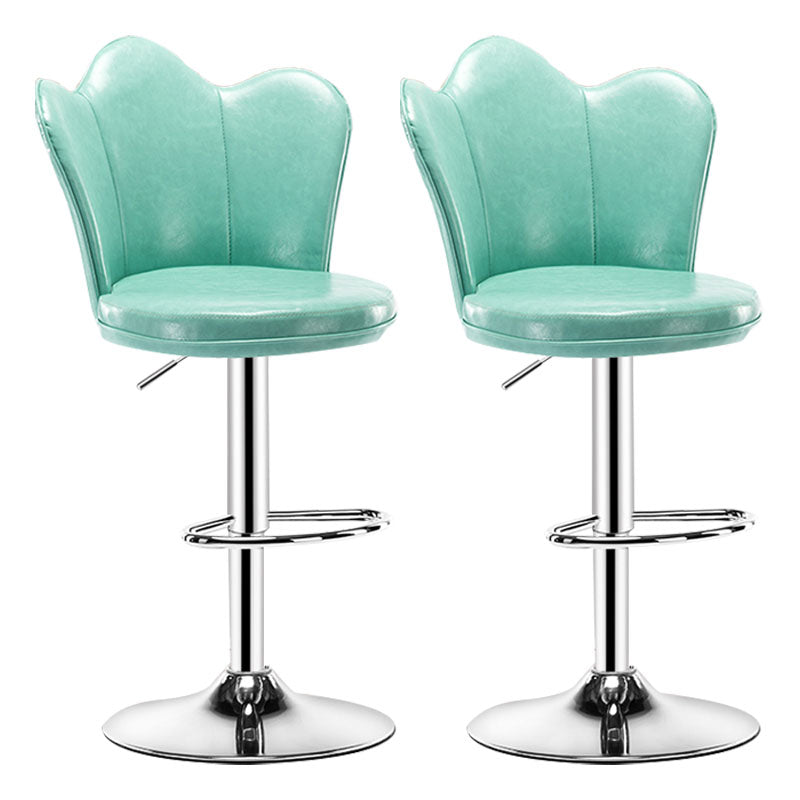 Adjustable Height Upholstered Counter Stools Scandinavian Bar Stools with Chrome Base Mint Green Set of 2 Clearhalo 'Bar Furniture' 'Bar Stools' 'bar_stools' 'furniture_bar_stools' 'Kitchen & Dining Furniture' 'kitchen&dining_furn' 'kitchen' 'kitchen_furn' Furniture' 4422533
