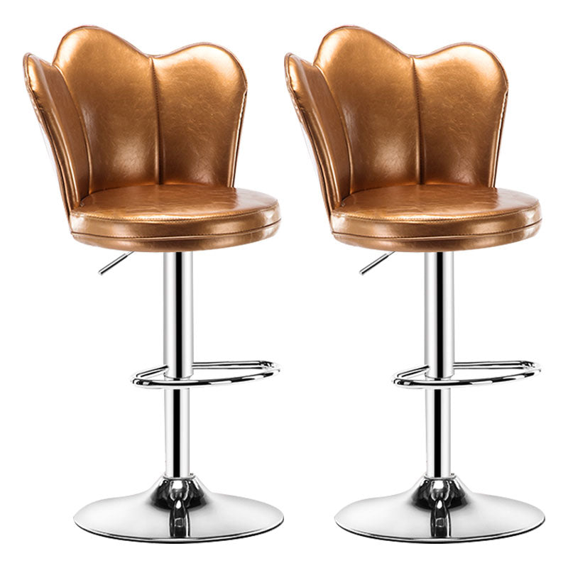 Adjustable Height Upholstered Counter Stools Scandinavian Bar Stools with Chrome Base Gold Set of 2 Clearhalo 'Bar Furniture' 'Bar Stools' 'bar_stools' 'furniture_bar_stools' 'Kitchen & Dining Furniture' 'kitchen&dining_furn' 'kitchen' 'kitchen_furn' Furniture' 4422534