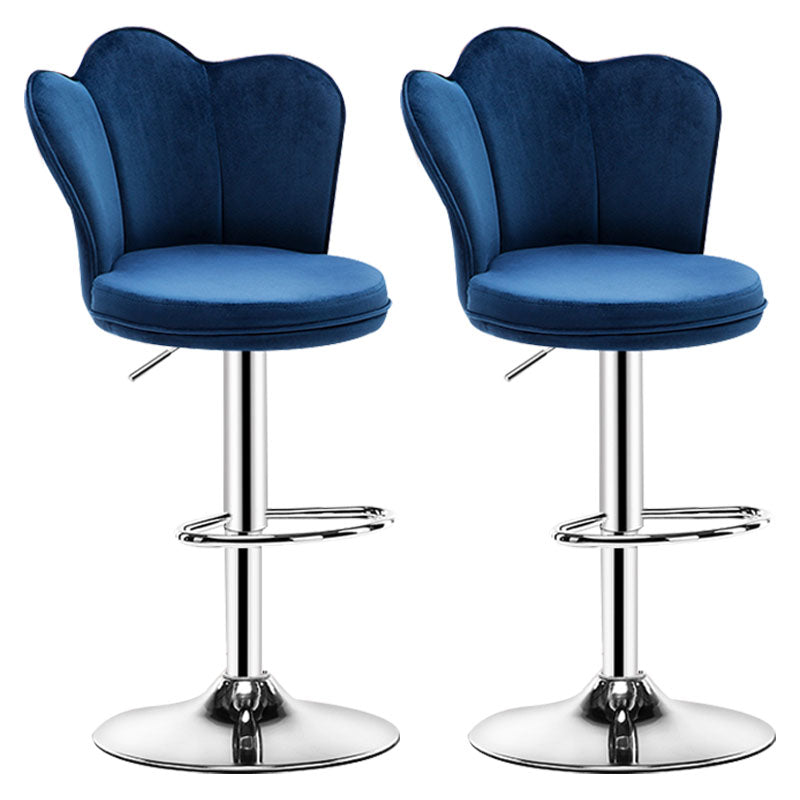 Adjustable Height Upholstered Counter Stools Scandinavian Bar Stools with Chrome Base Blue Set of 2 Clearhalo 'Bar Furniture' 'Bar Stools' 'bar_stools' 'furniture_bar_stools' 'Kitchen & Dining Furniture' 'kitchen&dining_furn' 'kitchen' 'kitchen_furn' Furniture' 4422535