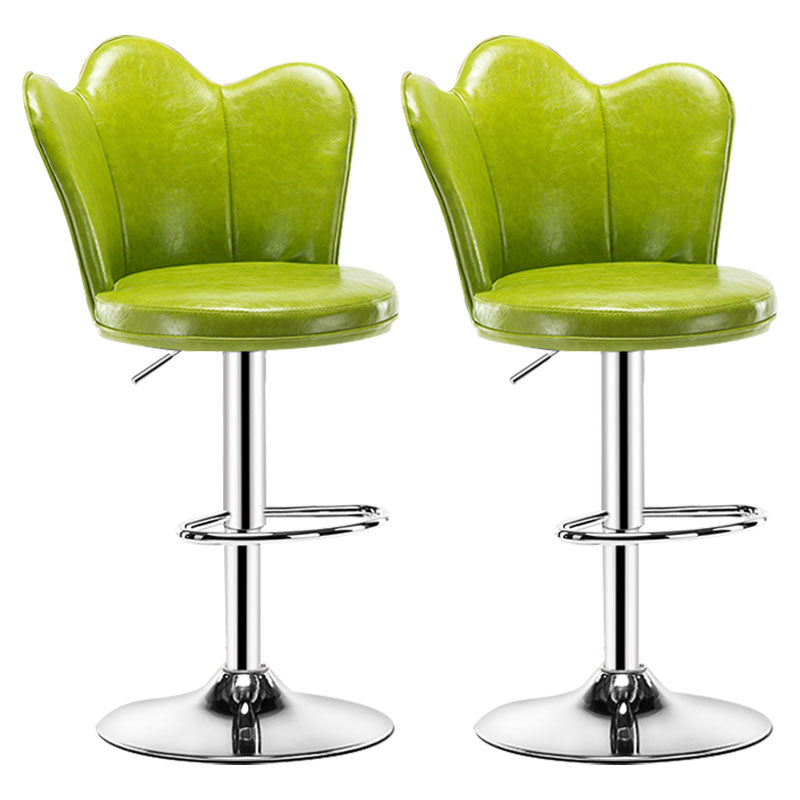 Adjustable Height Upholstered Counter Stools Scandinavian Bar Stools with Chrome Base Green Set of 2 Clearhalo 'Bar Furniture' 'Bar Stools' 'bar_stools' 'furniture_bar_stools' 'Kitchen & Dining Furniture' 'kitchen&dining_furn' 'kitchen' 'kitchen_furn' Furniture' 4422536