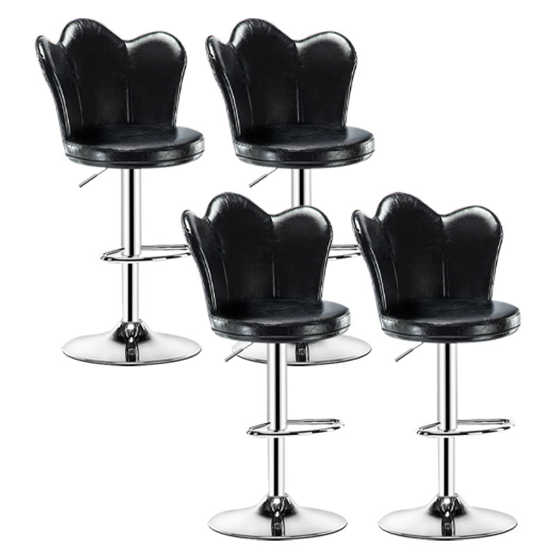 Adjustable Height Upholstered Counter Stools Scandinavian Bar Stools with Chrome Base Black Set of 4 Clearhalo 'Bar Furniture' 'Bar Stools' 'bar_stools' 'furniture_bar_stools' 'Kitchen & Dining Furniture' 'kitchen&dining_furn' 'kitchen' 'kitchen_furn' Furniture' 4422537