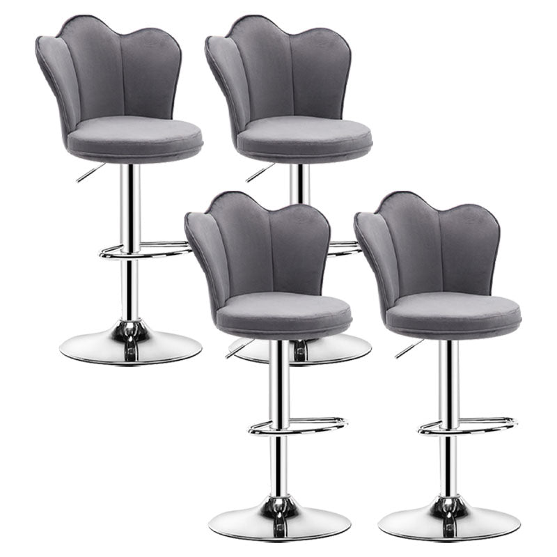 Adjustable Height Upholstered Counter Stools Scandinavian Bar Stools with Chrome Base Grey Set of 4 Clearhalo 'Bar Furniture' 'Bar Stools' 'bar_stools' 'furniture_bar_stools' 'Kitchen & Dining Furniture' 'kitchen&dining_furn' 'kitchen' 'kitchen_furn' Furniture' 4422538