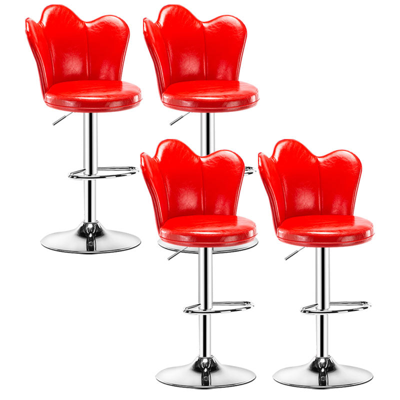 Adjustable Height Upholstered Counter Stools Scandinavian Bar Stools with Chrome Base Red Set of 4 Clearhalo 'Bar Furniture' 'Bar Stools' 'bar_stools' 'furniture_bar_stools' 'Kitchen & Dining Furniture' 'kitchen&dining_furn' 'kitchen' 'kitchen_furn' Furniture' 4422539