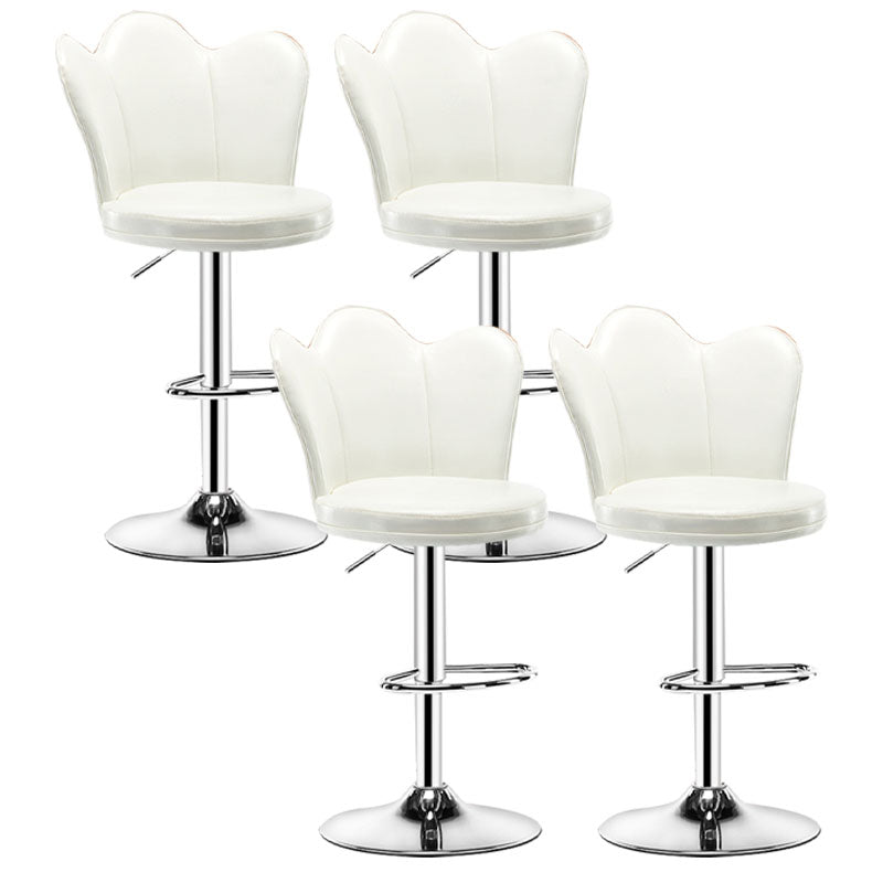 Adjustable Height Upholstered Counter Stools Scandinavian Bar Stools with Chrome Base White Set of 4 Clearhalo 'Bar Furniture' 'Bar Stools' 'bar_stools' 'furniture_bar_stools' 'Kitchen & Dining Furniture' 'kitchen&dining_furn' 'kitchen' 'kitchen_furn' Furniture' 4422541