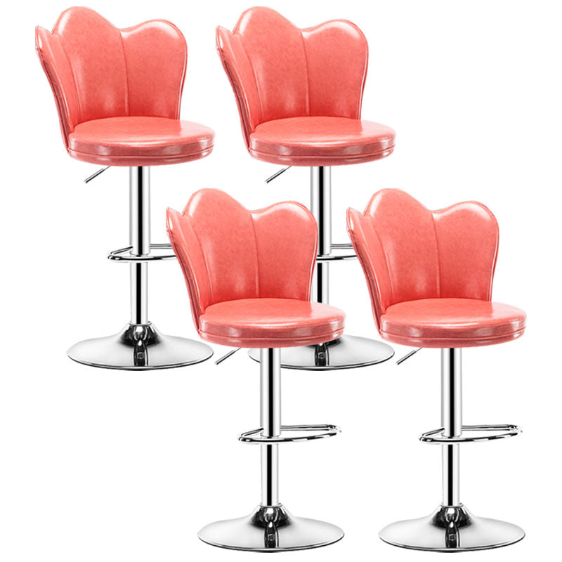 Adjustable Height Upholstered Counter Stools Scandinavian Bar Stools with Chrome Base Pink Set of 4 Clearhalo 'Bar Furniture' 'Bar Stools' 'bar_stools' 'furniture_bar_stools' 'Kitchen & Dining Furniture' 'kitchen&dining_furn' 'kitchen' 'kitchen_furn' Furniture' 4422542