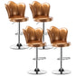Adjustable Height Upholstered Counter Stools Scandinavian Bar Stools with Chrome Base Gold Set of 4 Clearhalo 'Bar Furniture' 'Bar Stools' 'bar_stools' 'furniture_bar_stools' 'Kitchen & Dining Furniture' 'kitchen&dining_furn' 'kitchen' 'kitchen_furn' Furniture' 4422544