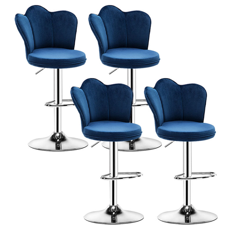 Adjustable Height Upholstered Counter Stools Scandinavian Bar Stools with Chrome Base Blue Set of 4 Clearhalo 'Bar Furniture' 'Bar Stools' 'bar_stools' 'furniture_bar_stools' 'Kitchen & Dining Furniture' 'kitchen&dining_furn' 'kitchen' 'kitchen_furn' Furniture' 4422545