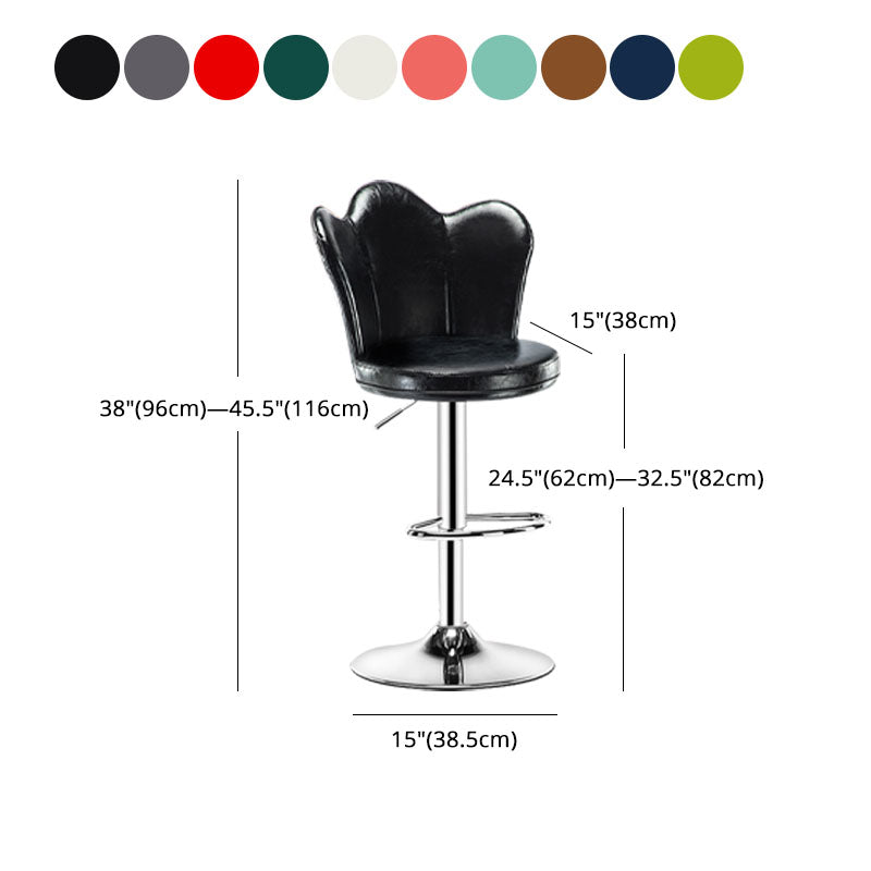 Adjustable Height Upholstered Counter Stools Scandinavian Bar Stools with Chrome Base Clearhalo 'Bar Furniture' 'Bar Stools' 'bar_stools' 'furniture_bar_stools' 'Kitchen & Dining Furniture' 'kitchen&dining_furn' 'kitchen' 'kitchen_furn' Furniture' 4422547