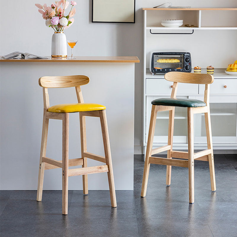 Scandinavian Wood Upholstered Counter Stools Natural Back Bar Stools with Footrest Clearhalo 'Bar Furniture' 'Bar Stools' 'bar_stools' 'furn' 'furn_bar_stools' 'furniture_bar_stools' 'Kitchen & Dining Furniture' 'kitchen&dining_furn' 'kitchen' 'kitchen_furn' Furniture' 4422552