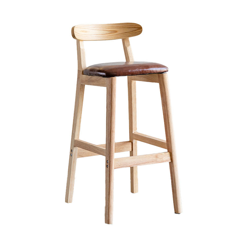 Scandinavian Wood Upholstered Counter Stools Natural Back Bar Stools with Footrest Brown 1 Piece Clearhalo 'Bar Furniture' 'Bar Stools' 'bar_stools' 'furn' 'furn_bar_stools' 'furniture_bar_stools' 'Kitchen & Dining Furniture' 'kitchen&dining_furn' 'kitchen' 'kitchen_furn' Furniture' 4422558