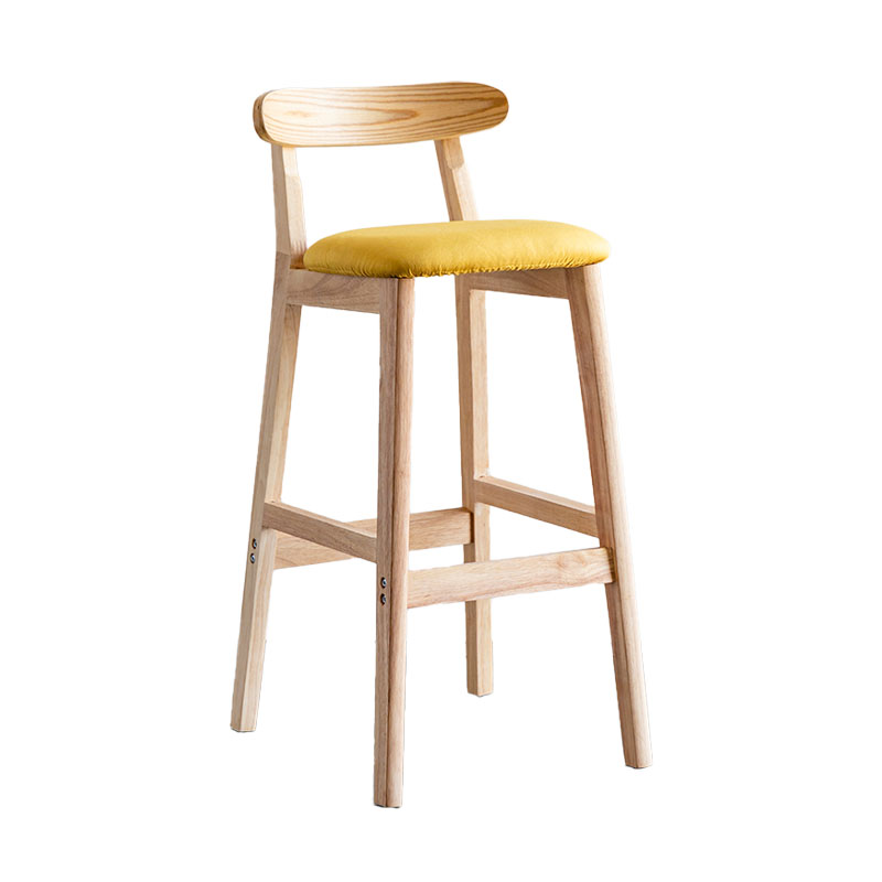 Scandinavian Wood Upholstered Counter Stools Natural Back Bar Stools with Footrest Ginger 1 Piece Clearhalo 'Bar Furniture' 'Bar Stools' 'bar_stools' 'furn' 'furn_bar_stools' 'furniture_bar_stools' 'Kitchen & Dining Furniture' 'kitchen&dining_furn' 'kitchen' 'kitchen_furn' Furniture' 4422567