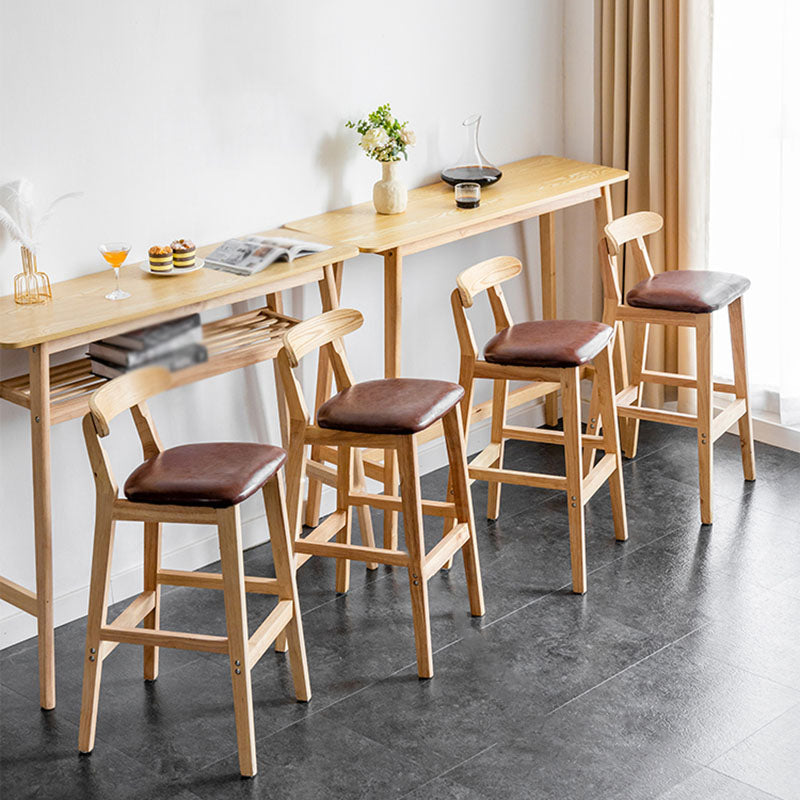Scandinavian Wood Upholstered Counter Stools Natural Back Bar Stools with Footrest Clearhalo 'Bar Furniture' 'Bar Stools' 'bar_stools' 'furn' 'furn_bar_stools' 'furniture_bar_stools' 'Kitchen & Dining Furniture' 'kitchen&dining_furn' 'kitchen' 'kitchen_furn' Furniture' 4422568