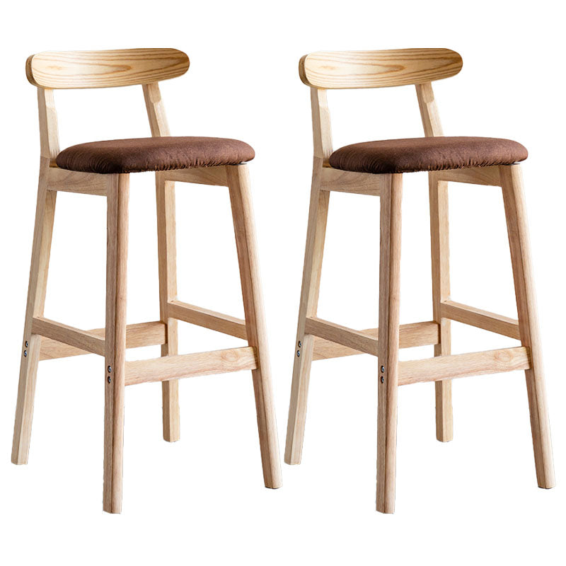 Scandinavian Wood Upholstered Counter Stools Natural Back Bar Stools with Footrest Coffee 2 Piece Set Clearhalo 'Bar Furniture' 'Bar Stools' 'bar_stools' 'furn' 'furn_bar_stools' 'furniture_bar_stools' 'Kitchen & Dining Furniture' 'kitchen&dining_furn' 'kitchen' 'kitchen_furn' Furniture' 4422573