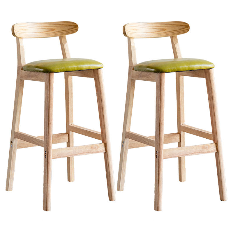 Scandinavian Wood Upholstered Counter Stools Natural Back Bar Stools with Footrest Green 2 Piece Set Clearhalo 'Bar Furniture' 'Bar Stools' 'bar_stools' 'furn' 'furn_bar_stools' 'furniture_bar_stools' 'Kitchen & Dining Furniture' 'kitchen&dining_furn' 'kitchen' 'kitchen_furn' Furniture' 4422579