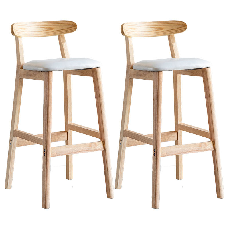 Scandinavian Wood Upholstered Counter Stools Natural Back Bar Stools with Footrest White 2 Piece Set Clearhalo 'Bar Furniture' 'Bar Stools' 'bar_stools' 'furn' 'furn_bar_stools' 'furniture_bar_stools' 'Kitchen & Dining Furniture' 'kitchen&dining_furn' 'kitchen' 'kitchen_furn' Furniture' 4422581