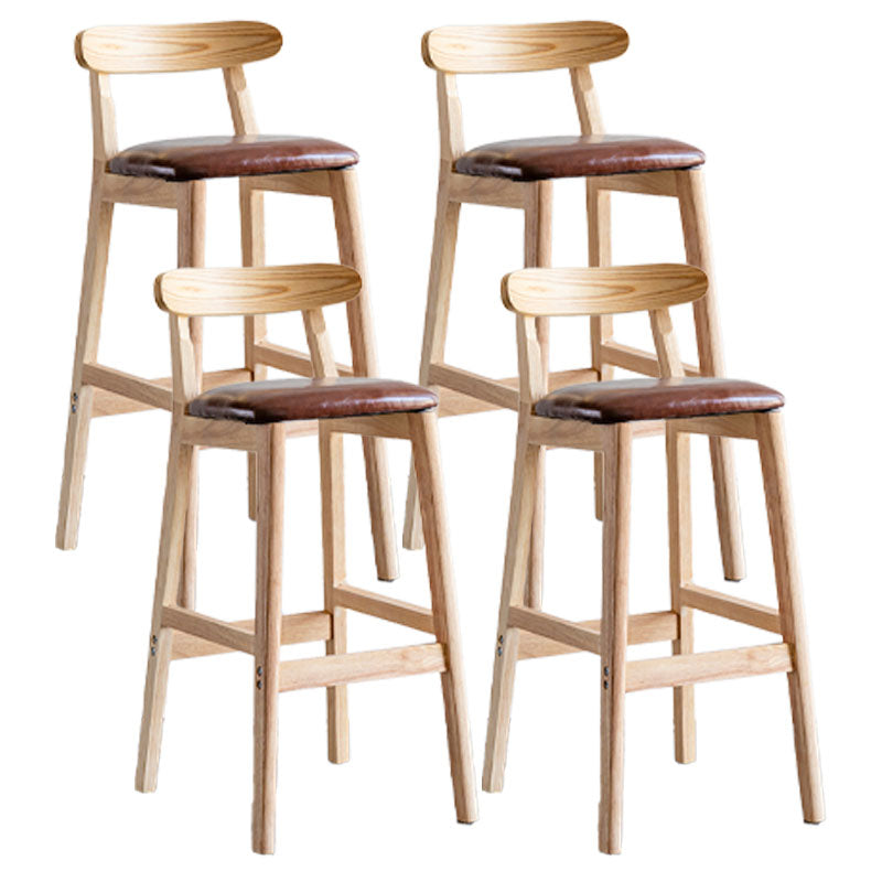 Scandinavian Wood Upholstered Counter Stools Natural Back Bar Stools with Footrest Brown 4 Piece Set Clearhalo 'Bar Furniture' 'Bar Stools' 'bar_stools' 'furn' 'furn_bar_stools' 'furniture_bar_stools' 'Kitchen & Dining Furniture' 'kitchen&dining_furn' 'kitchen' 'kitchen_furn' Furniture' 4422591