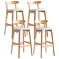 Scandinavian Wood Upholstered Counter Stools Natural Back Bar Stools with Footrest White 4 Piece Set Clearhalo 'Bar Furniture' 'Bar Stools' 'bar_stools' 'furn' 'furn_bar_stools' 'furniture_bar_stools' 'Kitchen & Dining Furniture' 'kitchen&dining_furn' 'kitchen' 'kitchen_furn' Furniture' 4422594