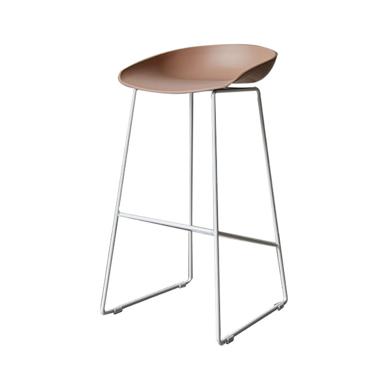 Scandinavian Metal Plastic Counter Stools Backless Bar Stools with Footrest Pink White 1 Piece Clearhalo 'Bar Furniture' 'Bar Stools' 'bar_stools' 'furn' 'furn_bar_stools' 'furniture_bar_stools' 'Kitchen & Dining Furniture' 'kitchen&dining_furn' 'kitchen' 'kitchen_furn' Furniture' 4422611