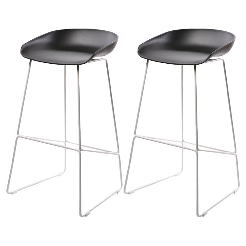 Scandinavian Metal Plastic Counter Stools Backless Bar Stools with Footrest Black White 2 Piece Set Clearhalo 'Bar Furniture' 'Bar Stools' 'bar_stools' 'furn' 'furn_bar_stools' 'furniture_bar_stools' 'Kitchen & Dining Furniture' 'kitchen&dining_furn' 'kitchen' 'kitchen_furn' Furniture' 4422619