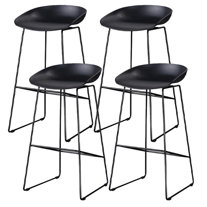 Scandinavian Metal Plastic Counter Stools Backless Bar Stools with Footrest Black Black 4 Piece Set Clearhalo 'Bar Furniture' 'Bar Stools' 'bar_stools' 'furn' 'furn_bar_stools' 'furniture_bar_stools' 'Kitchen & Dining Furniture' 'kitchen&dining_furn' 'kitchen' 'kitchen_furn' Furniture' 4422625