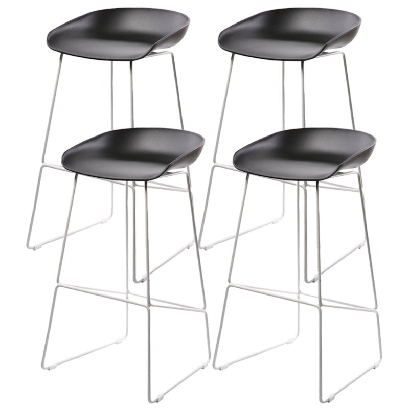 Scandinavian Metal Plastic Counter Stools Backless Bar Stools with Footrest Black White 4 Piece Set Clearhalo 'Bar Furniture' 'Bar Stools' 'bar_stools' 'furn' 'furn_bar_stools' 'furniture_bar_stools' 'Kitchen & Dining Furniture' 'kitchen&dining_furn' 'kitchen' 'kitchen_furn' Furniture' 4422628