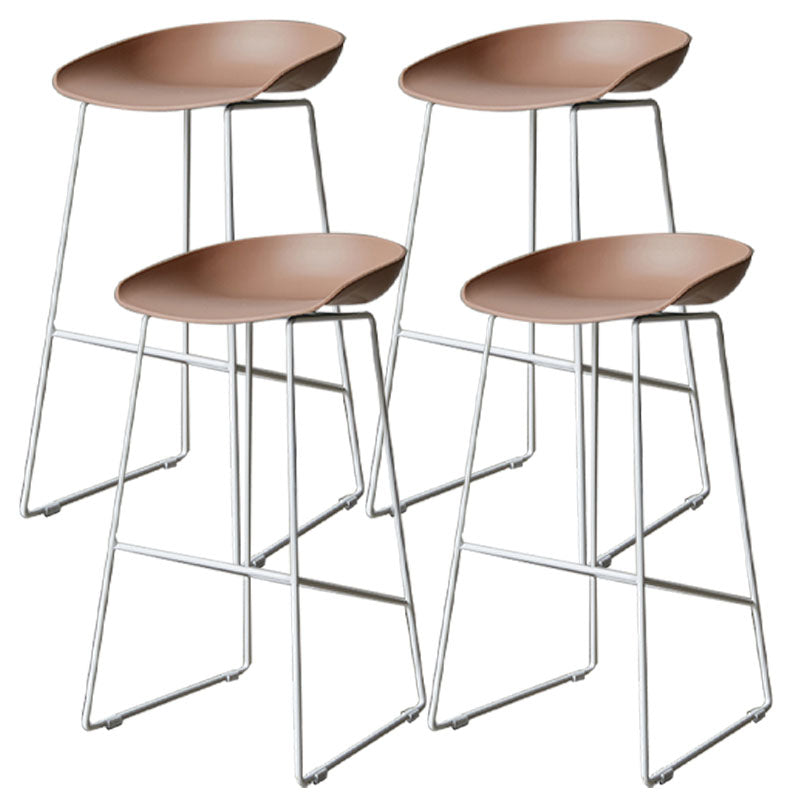 Scandinavian Metal Plastic Counter Stools Backless Bar Stools with Footrest Pink White 4 Piece Set Clearhalo 'Bar Furniture' 'Bar Stools' 'bar_stools' 'furn' 'furn_bar_stools' 'furniture_bar_stools' 'Kitchen & Dining Furniture' 'kitchen&dining_furn' 'kitchen' 'kitchen_furn' Furniture' 4422630