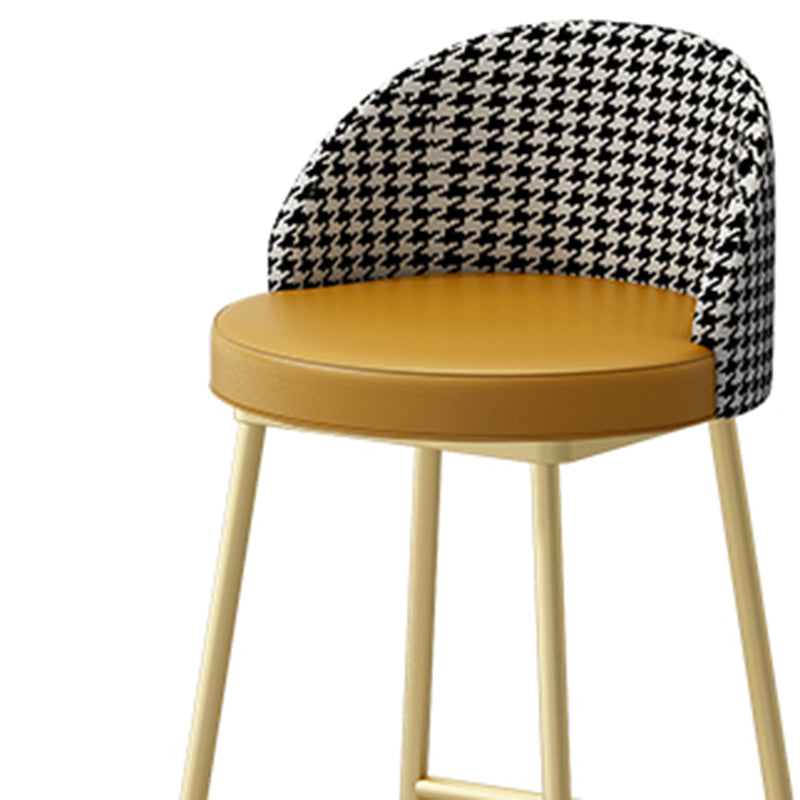 Scandinavian Iron Counter Stools Upholstered Low Back Bar Stools with Round Seat Clearhalo 'Bar Furniture' 'Bar Stools' 'bar_stools' 'furn' 'furn_bar_stools' 'furniture_bar_stools' 'Kitchen & Dining Furniture' 'kitchen&dining_furn' 'kitchen' 'kitchen_furn' Furniture' 4422642