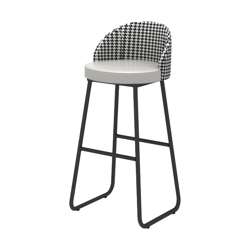 Scandinavian Iron Counter Stools Upholstered Low Back Bar Stools with Round Seat Grey Black 1 Piece Clearhalo 'Bar Furniture' 'Bar Stools' 'bar_stools' 'furn' 'furn_bar_stools' 'furniture_bar_stools' 'Kitchen & Dining Furniture' 'kitchen&dining_furn' 'kitchen' 'kitchen_furn' Furniture' 4422643