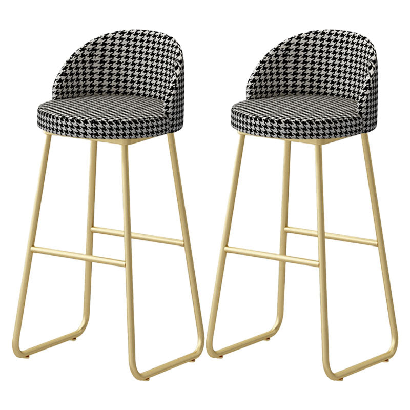 Scandinavian Iron Counter Stools Upholstered Low Back Bar Stools with Round Seat Black White Gold 2 Piece Set Clearhalo 'Bar Furniture' 'Bar Stools' 'bar_stools' 'furn' 'furn_bar_stools' 'furniture_bar_stools' 'Kitchen & Dining Furniture' 'kitchen&dining_furn' 'kitchen' 'kitchen_furn' Furniture' 4422659