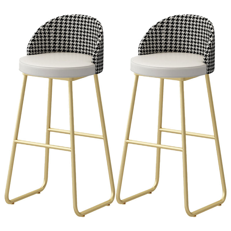 Scandinavian Iron Counter Stools Upholstered Low Back Bar Stools with Round Seat White Gold 2 Piece Set Clearhalo 'Bar Furniture' 'Bar Stools' 'bar_stools' 'furn' 'furn_bar_stools' 'furniture_bar_stools' 'Kitchen & Dining Furniture' 'kitchen&dining_furn' 'kitchen' 'kitchen_furn' Furniture' 4422663