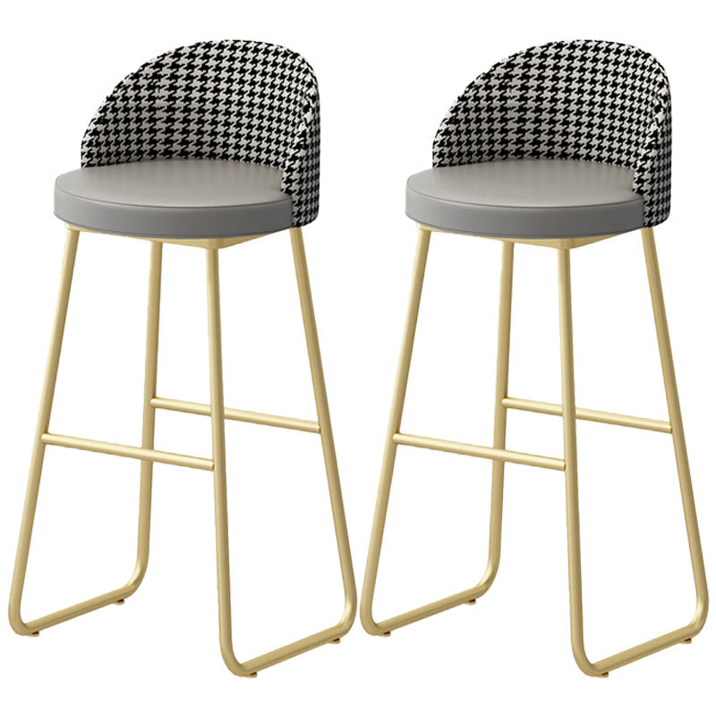 Scandinavian Iron Counter Stools Upholstered Low Back Bar Stools with Round Seat Grey Gold 2 Piece Set Clearhalo 'Bar Furniture' 'Bar Stools' 'bar_stools' 'furn' 'furn_bar_stools' 'furniture_bar_stools' 'Kitchen & Dining Furniture' 'kitchen&dining_furn' 'kitchen' 'kitchen_furn' Furniture' 4422664