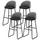 Scandinavian Iron Counter Stools Upholstered Low Back Bar Stools with Round Seat Black Black 4 Piece Set Clearhalo 'Bar Furniture' 'Bar Stools' 'bar_stools' 'furn' 'furn_bar_stools' 'furniture_bar_stools' 'Kitchen & Dining Furniture' 'kitchen&dining_furn' 'kitchen' 'kitchen_furn' Furniture' 4422666