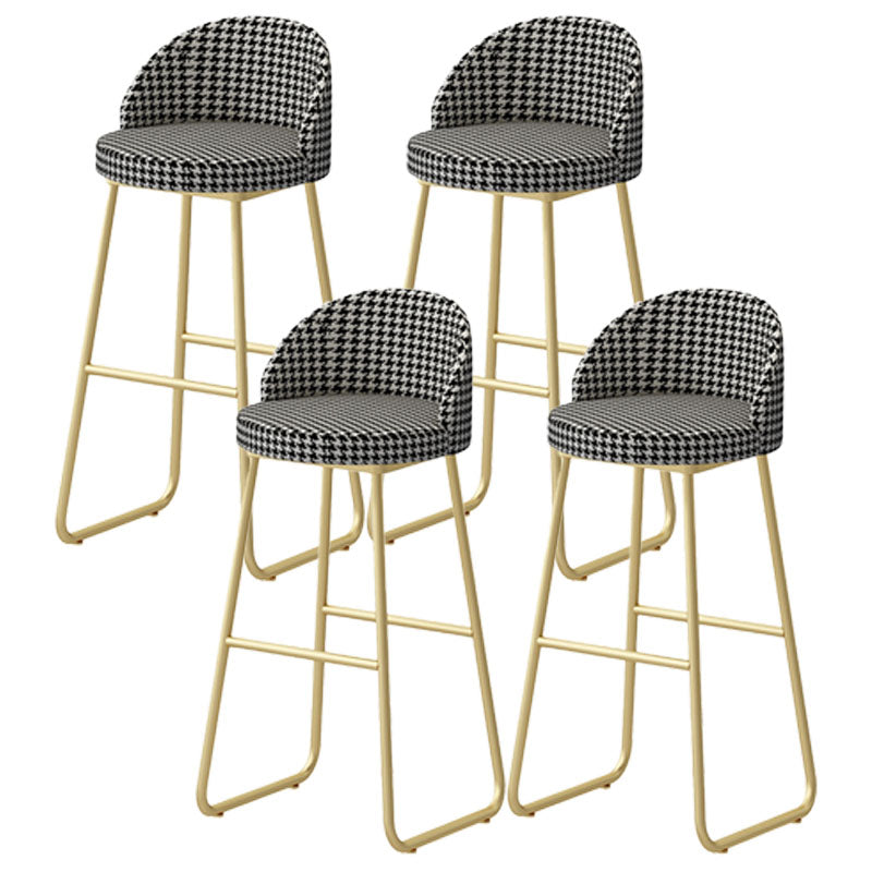 Scandinavian Iron Counter Stools Upholstered Low Back Bar Stools with Round Seat Black White Gold 4 Piece Set Clearhalo 'Bar Furniture' 'Bar Stools' 'bar_stools' 'furn' 'furn_bar_stools' 'furniture_bar_stools' 'Kitchen & Dining Furniture' 'kitchen&dining_furn' 'kitchen' 'kitchen_furn' Furniture' 4422671