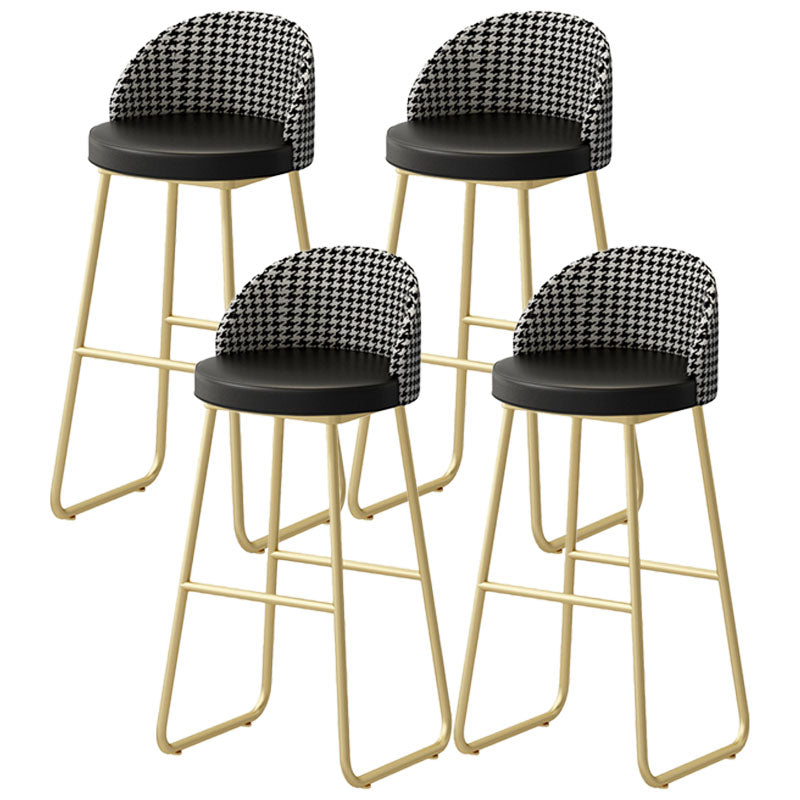 Scandinavian Iron Counter Stools Upholstered Low Back Bar Stools with Round Seat Black Gold 4 Piece Set Clearhalo 'Bar Furniture' 'Bar Stools' 'bar_stools' 'furn' 'furn_bar_stools' 'furniture_bar_stools' 'Kitchen & Dining Furniture' 'kitchen&dining_furn' 'kitchen' 'kitchen_furn' Furniture' 4422672