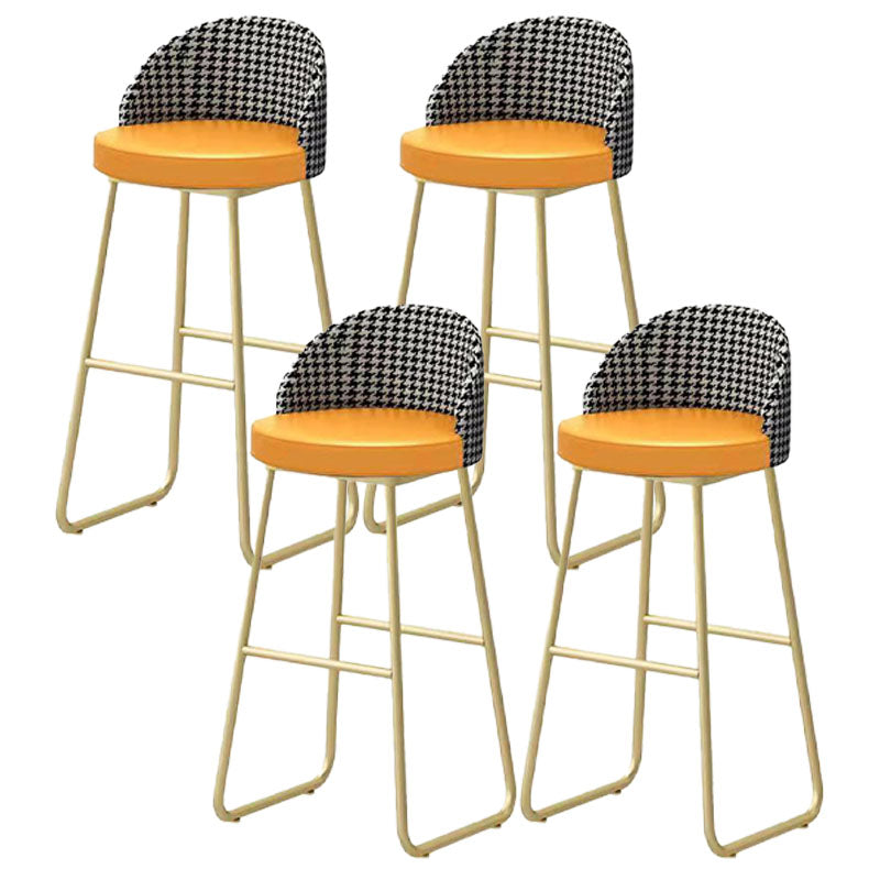 Scandinavian Iron Counter Stools Upholstered Low Back Bar Stools with Round Seat Orange Gold 4 Piece Set Clearhalo 'Bar Furniture' 'Bar Stools' 'bar_stools' 'furn' 'furn_bar_stools' 'furniture_bar_stools' 'Kitchen & Dining Furniture' 'kitchen&dining_furn' 'kitchen' 'kitchen_furn' Furniture' 4422674