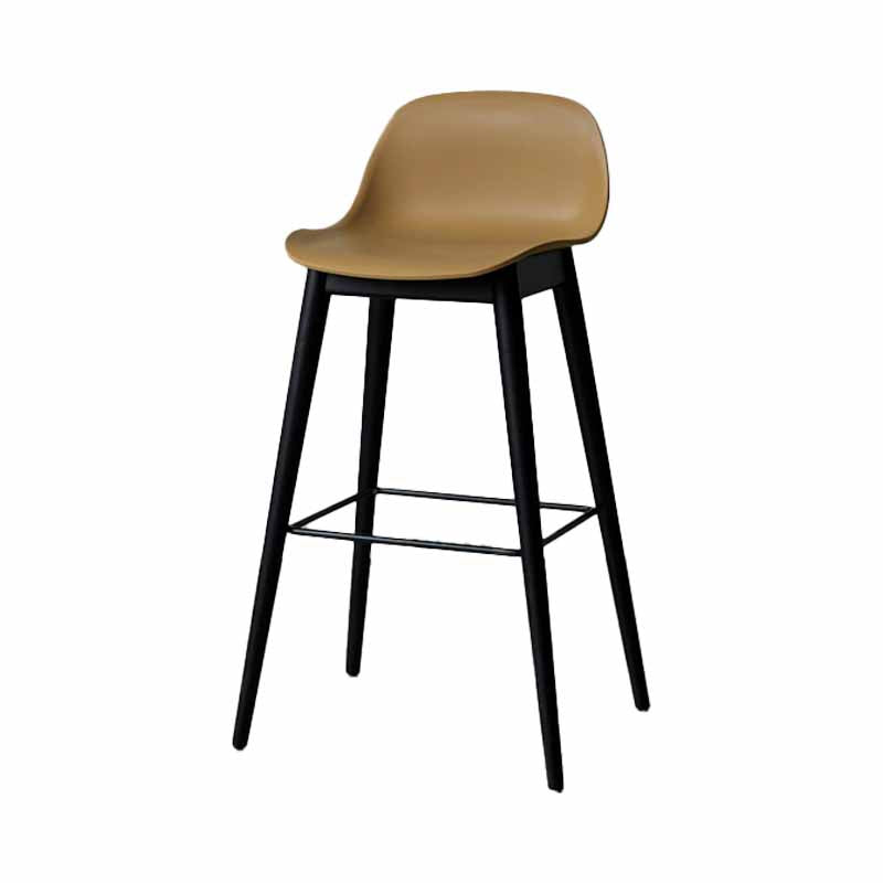 Scandinavian Wood Counter Stools Plastic Low Back Bar Stools with Footrest Yellow Black 1 Piece Clearhalo 'Bar Furniture' 'Bar Stools' 'bar_stools' 'furn' 'furn_bar_stools' 'furniture_bar_stools' 'Kitchen & Dining Furniture' 'kitchen&dining_furn' 'kitchen' 'kitchen_furn' Furniture' 4422679