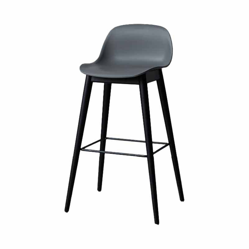 Scandinavian Wood Counter Stools Plastic Low Back Bar Stools with Footrest Grey Black 1 Piece Clearhalo 'Bar Furniture' 'Bar Stools' 'bar_stools' 'furn' 'furn_bar_stools' 'furniture_bar_stools' 'Kitchen & Dining Furniture' 'kitchen&dining_furn' 'kitchen' 'kitchen_furn' Furniture' 4422683