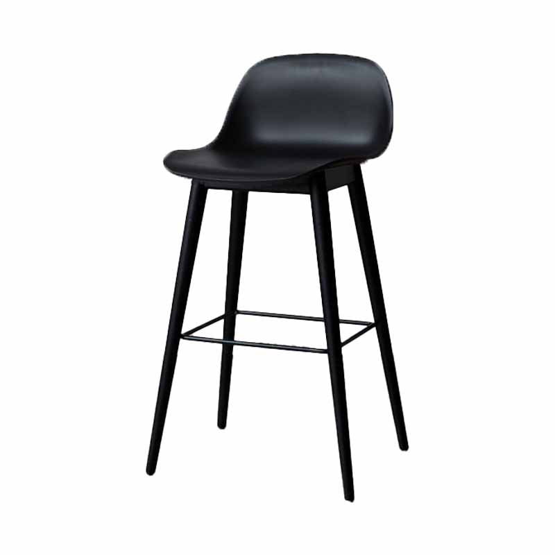 Scandinavian Wood Counter Stools Plastic Low Back Bar Stools with Footrest Black Black 1 Piece Clearhalo 'Bar Furniture' 'Bar Stools' 'bar_stools' 'furn' 'furn_bar_stools' 'furniture_bar_stools' 'Kitchen & Dining Furniture' 'kitchen&dining_furn' 'kitchen' 'kitchen_furn' Furniture' 4422686