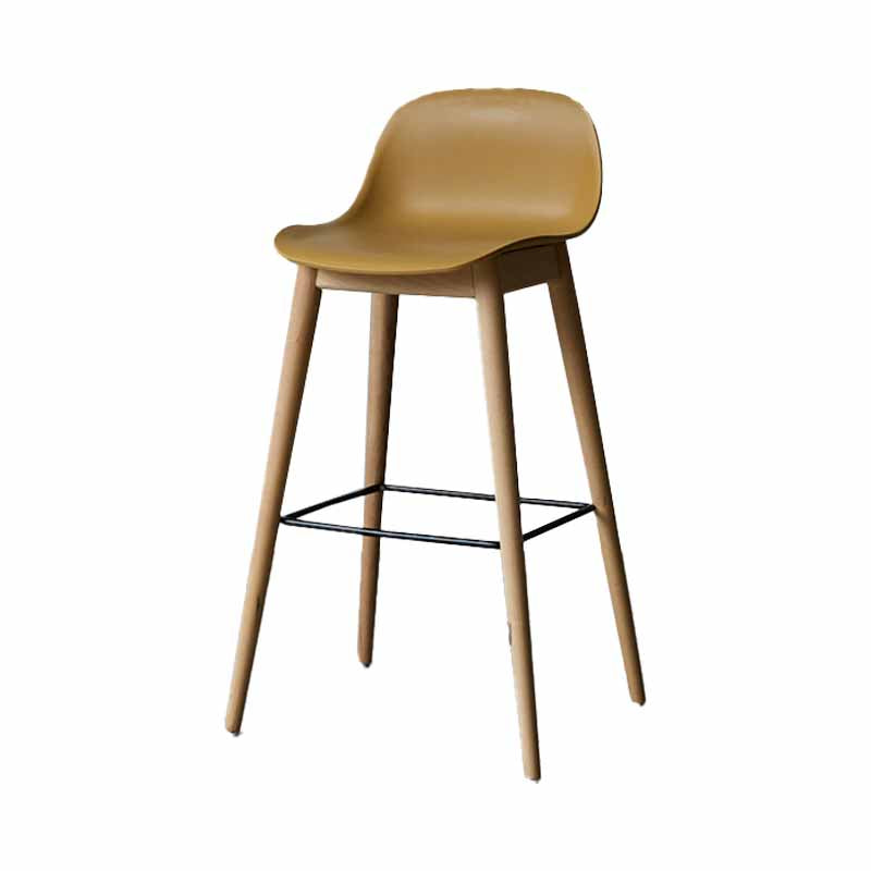 Scandinavian Wood Counter Stools Plastic Low Back Bar Stools with Footrest Yellow Natural 1 Piece Clearhalo 'Bar Furniture' 'Bar Stools' 'bar_stools' 'furn' 'furn_bar_stools' 'furniture_bar_stools' 'Kitchen & Dining Furniture' 'kitchen&dining_furn' 'kitchen' 'kitchen_furn' Furniture' 4422688