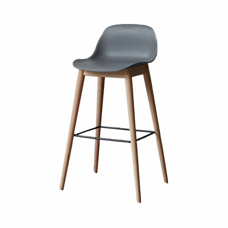 Scandinavian Wood Counter Stools Plastic Low Back Bar Stools with Footrest Grey Natural 1 Piece Clearhalo 'Bar Furniture' 'Bar Stools' 'bar_stools' 'furn' 'furn_bar_stools' 'furniture_bar_stools' 'Kitchen & Dining Furniture' 'kitchen&dining_furn' 'kitchen' 'kitchen_furn' Furniture' 4422692