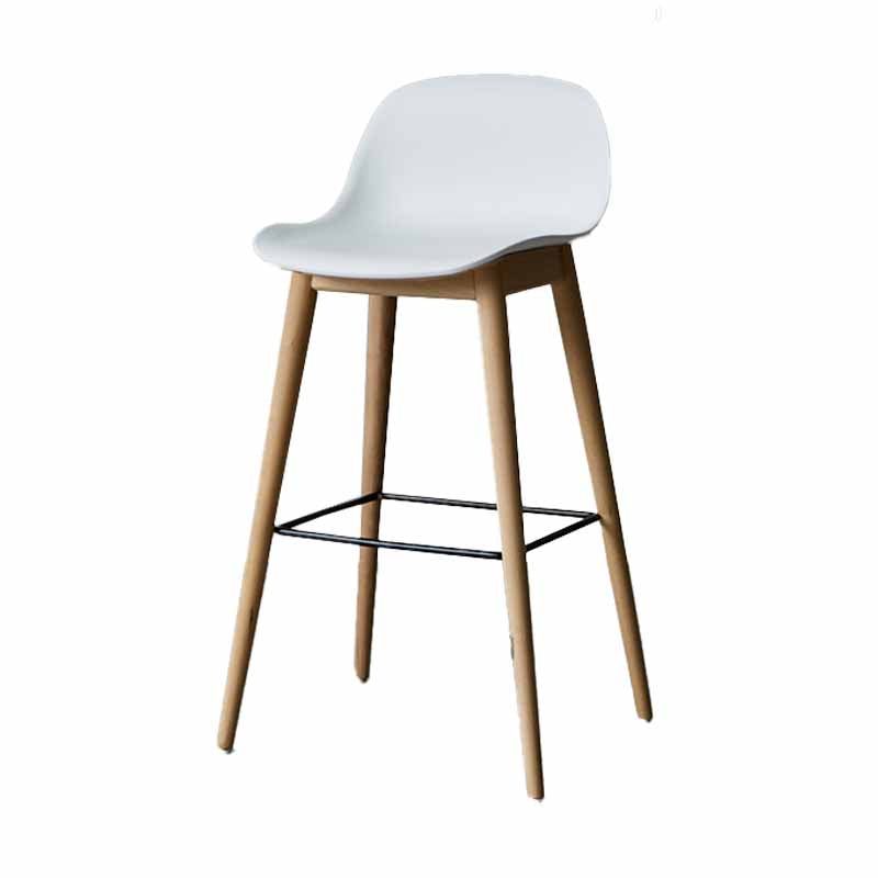 Scandinavian Wood Counter Stools Plastic Low Back Bar Stools with Footrest White Natural 1 Piece Clearhalo 'Bar Furniture' 'Bar Stools' 'bar_stools' 'furn' 'furn_bar_stools' 'furniture_bar_stools' 'Kitchen & Dining Furniture' 'kitchen&dining_furn' 'kitchen' 'kitchen_furn' Furniture' 4422694