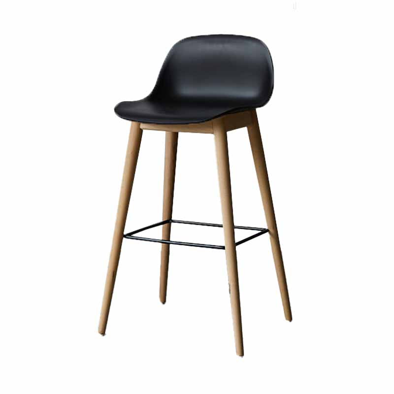 Scandinavian Wood Counter Stools Plastic Low Back Bar Stools with Footrest Black Natural 1 Piece Clearhalo 'Bar Furniture' 'Bar Stools' 'bar_stools' 'furn' 'furn_bar_stools' 'furniture_bar_stools' 'Kitchen & Dining Furniture' 'kitchen&dining_furn' 'kitchen' 'kitchen_furn' Furniture' 4422697