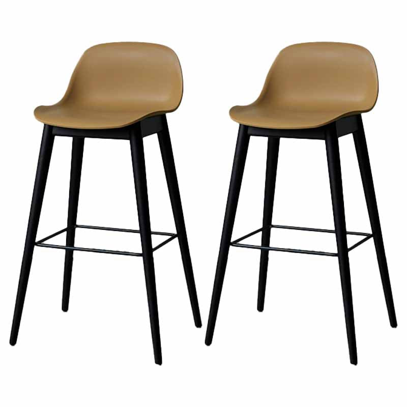 Scandinavian Wood Counter Stools Plastic Low Back Bar Stools with Footrest Yellow Black 2 Piece Set Clearhalo 'Bar Furniture' 'Bar Stools' 'bar_stools' 'furn' 'furn_bar_stools' 'furniture_bar_stools' 'Kitchen & Dining Furniture' 'kitchen&dining_furn' 'kitchen' 'kitchen_furn' Furniture' 4422699