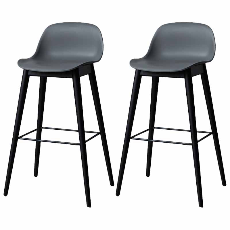 Scandinavian Wood Counter Stools Plastic Low Back Bar Stools with Footrest Grey Black 2 Piece Set Clearhalo 'Bar Furniture' 'Bar Stools' 'bar_stools' 'furn' 'furn_bar_stools' 'furniture_bar_stools' 'Kitchen & Dining Furniture' 'kitchen&dining_furn' 'kitchen' 'kitchen_furn' Furniture' 4422701
