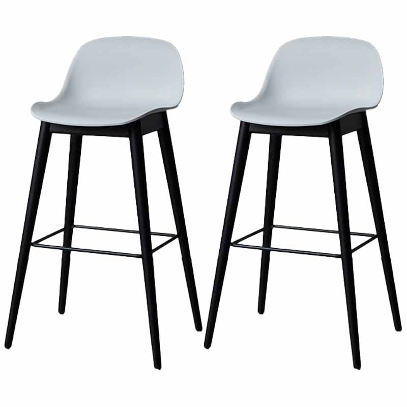 Scandinavian Wood Counter Stools Plastic Low Back Bar Stools with Footrest White Black 2 Piece Set Clearhalo 'Bar Furniture' 'Bar Stools' 'bar_stools' 'furn' 'furn_bar_stools' 'furniture_bar_stools' 'Kitchen & Dining Furniture' 'kitchen&dining_furn' 'kitchen' 'kitchen_furn' Furniture' 4422702