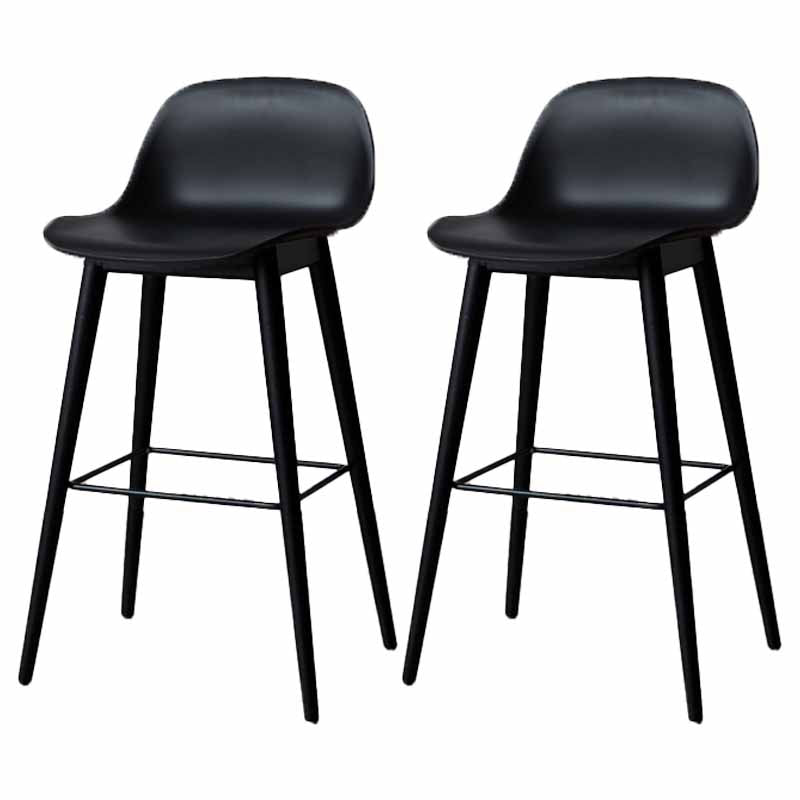 Scandinavian Wood Counter Stools Plastic Low Back Bar Stools with Footrest Black Black 2 Piece Set Clearhalo 'Bar Furniture' 'Bar Stools' 'bar_stools' 'furn' 'furn_bar_stools' 'furniture_bar_stools' 'Kitchen & Dining Furniture' 'kitchen&dining_furn' 'kitchen' 'kitchen_furn' Furniture' 4422703