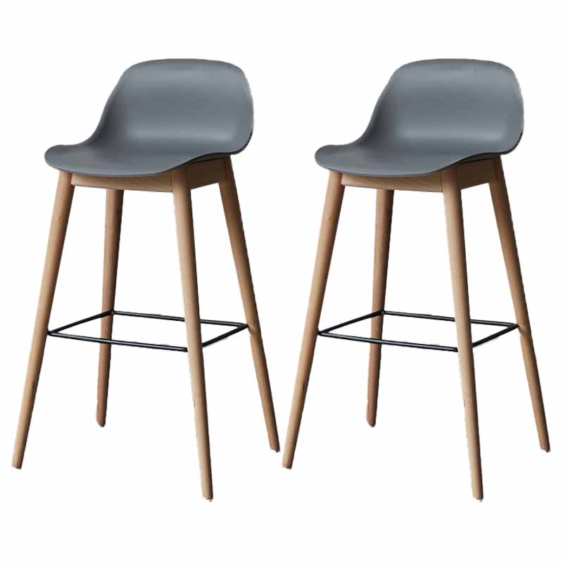 Scandinavian Wood Counter Stools Plastic Low Back Bar Stools with Footrest Grey Natural 2 Piece Set Clearhalo 'Bar Furniture' 'Bar Stools' 'bar_stools' 'furn' 'furn_bar_stools' 'furniture_bar_stools' 'Kitchen & Dining Furniture' 'kitchen&dining_furn' 'kitchen' 'kitchen_furn' Furniture' 4422706