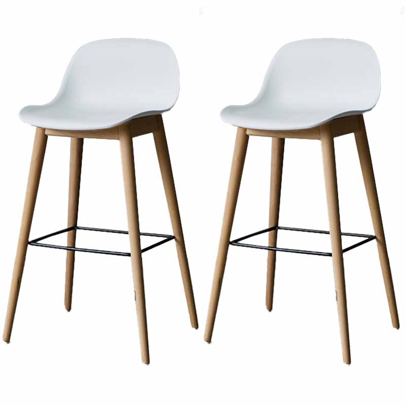 Scandinavian Wood Counter Stools Plastic Low Back Bar Stools with Footrest White Natural 2 Piece Set Clearhalo 'Bar Furniture' 'Bar Stools' 'bar_stools' 'furn' 'furn_bar_stools' 'furniture_bar_stools' 'Kitchen & Dining Furniture' 'kitchen&dining_furn' 'kitchen' 'kitchen_furn' Furniture' 4422707